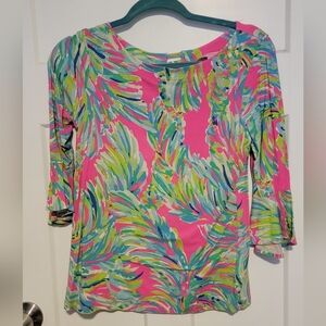 Lilly Pulitzer Pink and Green Tropical Blouse